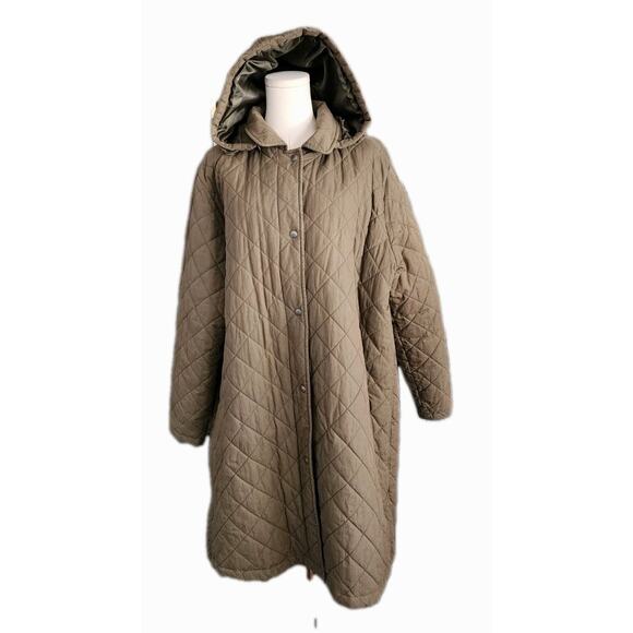 L.L. Bean Women's Bean Cozy Warm Thermore Quilted Coat Khaki Green Size XL - Picture 7 of 12